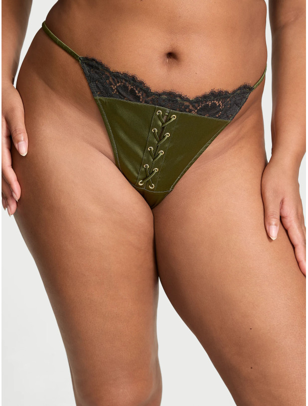 Трусики Стрінги Шовкові Victoria's Secret Very Sexy Atelier Satin Lace Trim Tanga Panty_2