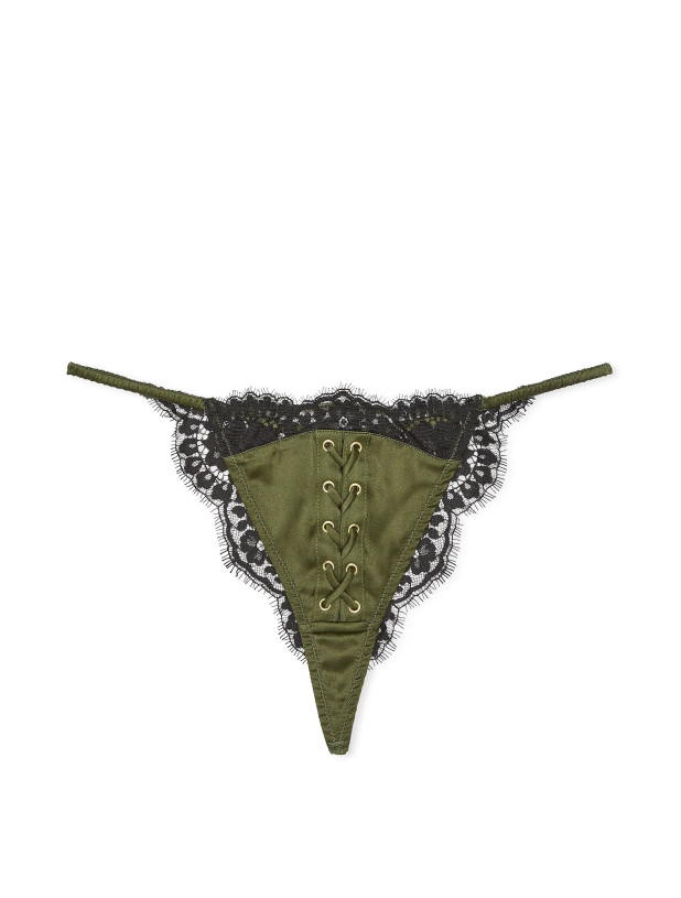 Трусики Стрінги Шовкові Victoria's Secret Very Sexy Atelier Satin Lace Trim Tanga Panty_4