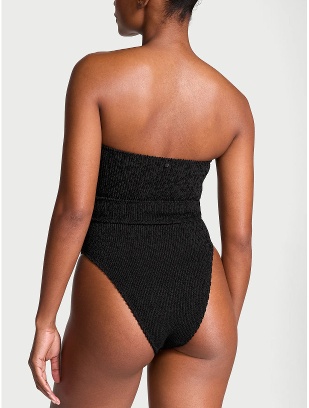 Суцільний Купальник Монокіні Victoria's Secret Swim Crinkle Belted Strapless One-Piece Swimsuit_2