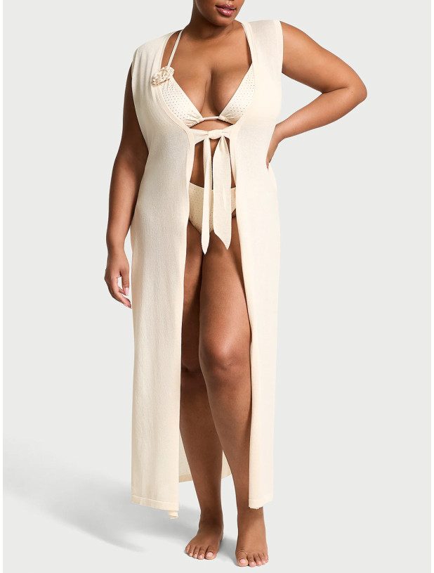 Туніка для Пляжу Victoria's Secret Swim Beachwear Knit Tie-Front Maxi Cover-Up_2