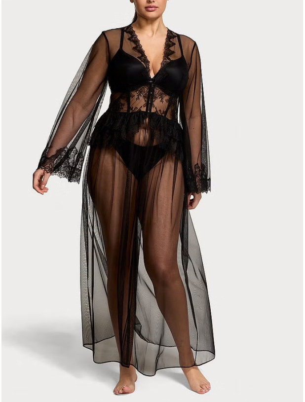 Халат Victoria's Secret Rose Lace & Tulle Corset Long Robe_2