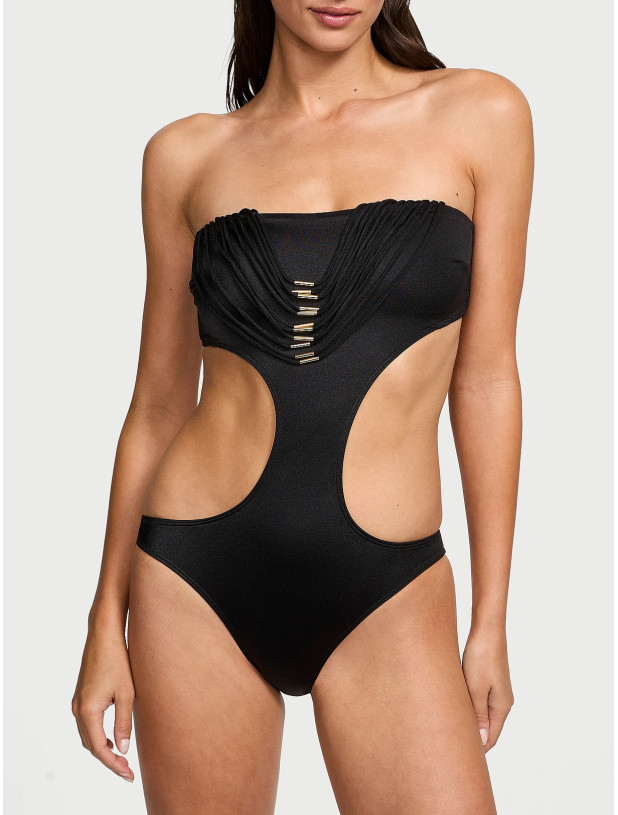 Суцільний Купальник Victoria's Secret з Вирізами Swim VS Archives Strappy Hardware Strapless Monokini One-Piece Swimsuit_2