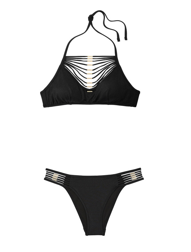 Купальник Бікіні Трикутник Victoria's Secret Swim VS Archives Strappy Hardware Halter Bikini Top & Strappy Hardware Brazilian Bikini Bottom_3