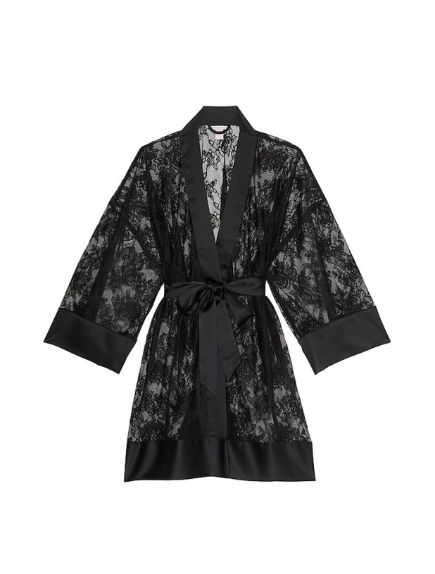 Халат Victoria's Secret  Rose Lace Satin-Trim Short Robe_2