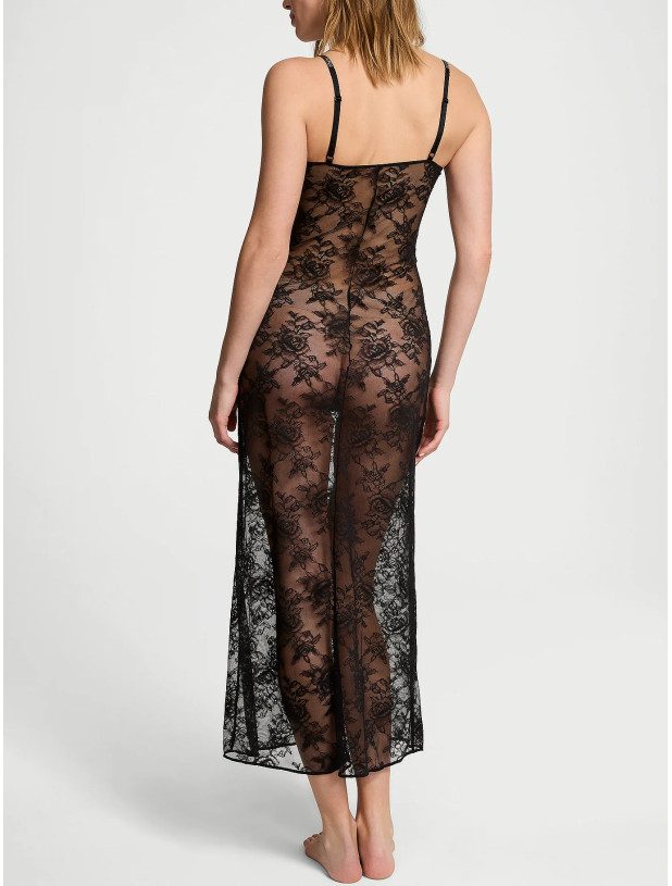 Нічна Сорочка-Сукня Victoria's Secret Rose Lace Shine Strap Long Slip_4