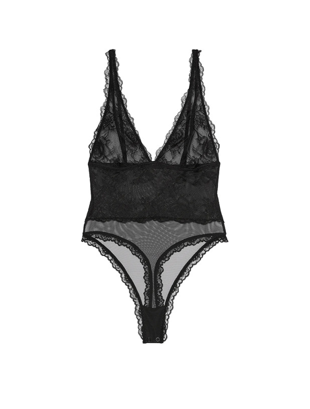 Боді Мереживне Victoria's Secret Very Sexy Sheer Rose Plunge Bodysuit_3