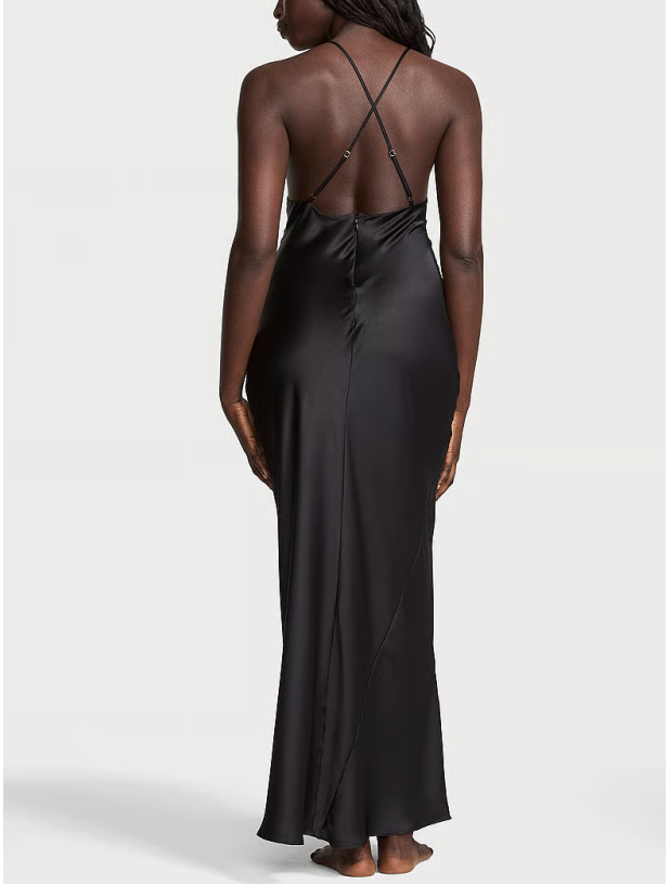 Нічна Сорочка Сукня Victoria's Secret Sheer Rose Satin High-Neck Long Slip_3