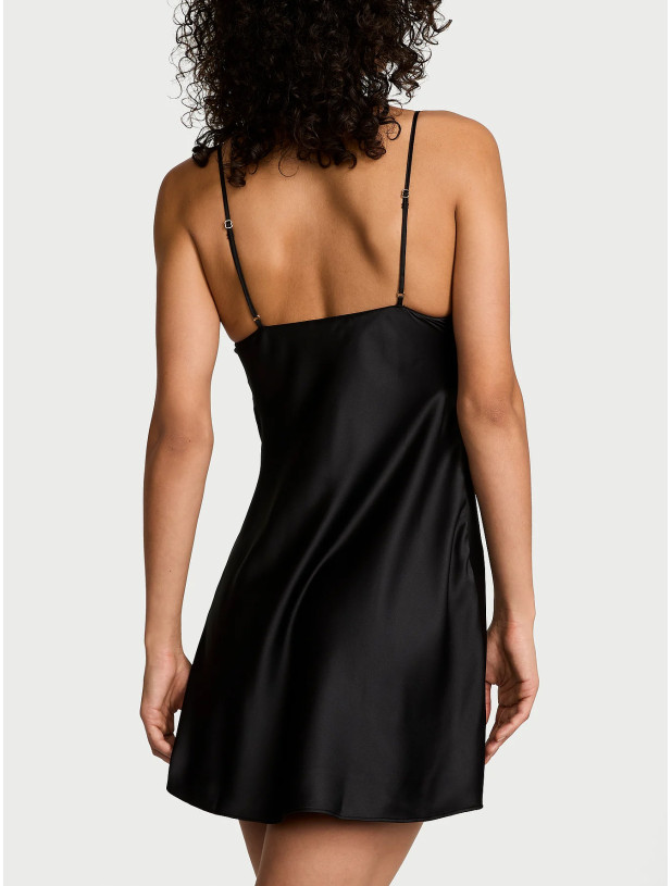 Нічна Сорочка Victoria's Secret Sheer Rose Satin Draped Mini Slip_3