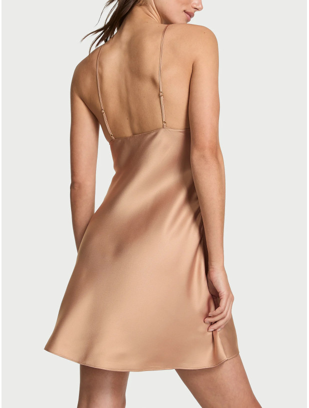 Нічна Сорочка Victoria's Secret Sheer Rose Satin Draped Mini Slip_2