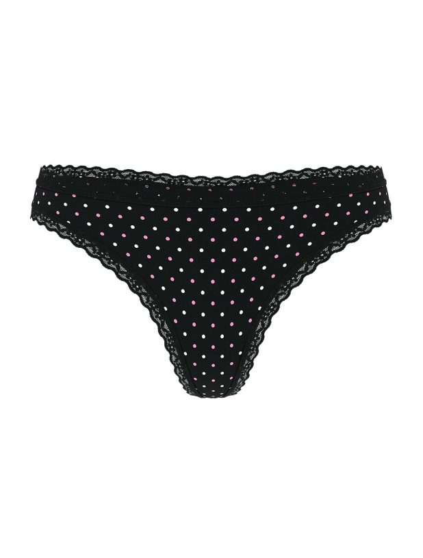 Хлопковые Трусики Стринги Victoria's Secret Lace Trim Cotton Lace-Waist Thong_3