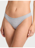 Хлопковые Трусики Стринги Victoria's Secret Lace Trim Cotton Lace-Waist Thong_1