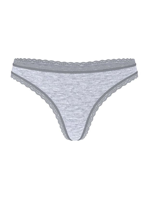 Хлопковые Трусики Стринги Victoria's Secret Lace Trim Cotton Lace-Waist Thong_2