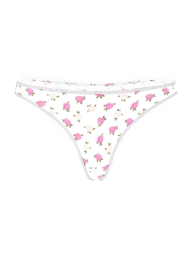 Хлопковые Трусики Стринги Victoria's Secret Lace Trim Cotton Lace-Waist Thong_3