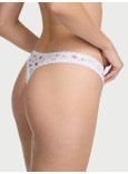 Хлопковые Трусики Стринги Victoria's Secret Lace Trim Cotton Lace-Waist Thong_2