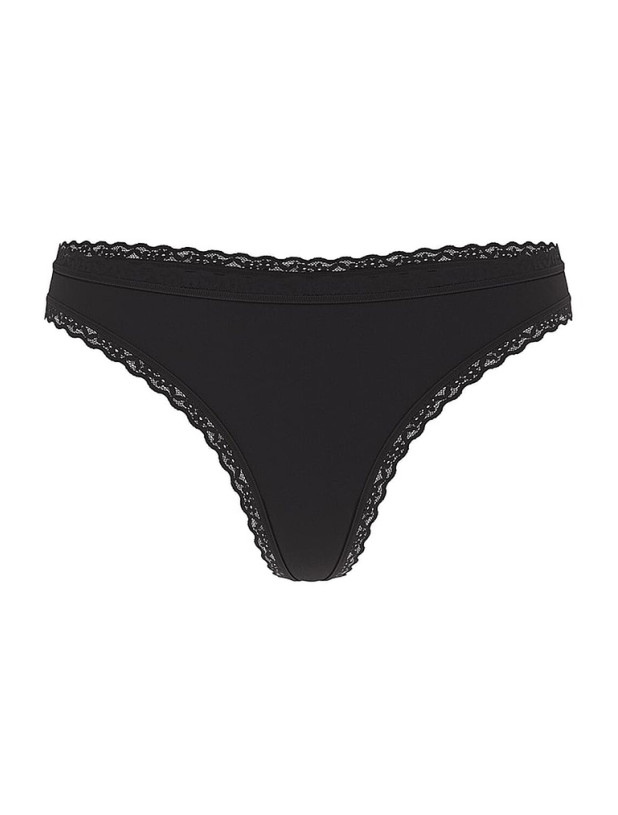 Хлопковые Трусики Стринги Victoria's Secret Lace Trim Cotton Lace-Waist Thong_3