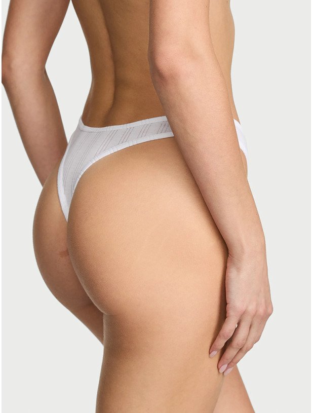 Хлопковые Трусики Стринги Victoria's Secret Stretch Cotton High-Leg Scoop Thong Panty_2