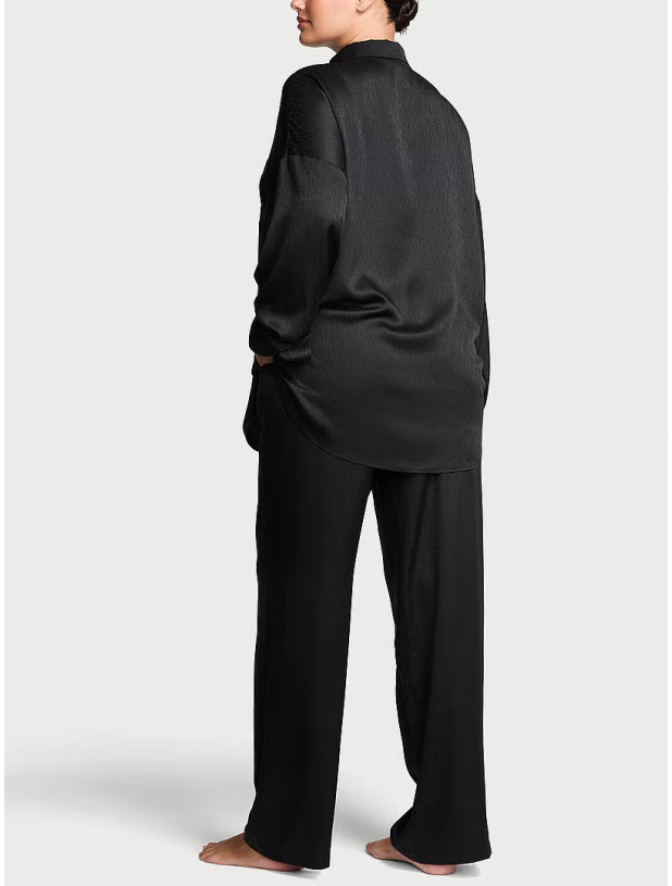 Піжама Сатинова Victoria's Secret Signature Satin Oversized Long Pajama Set_2