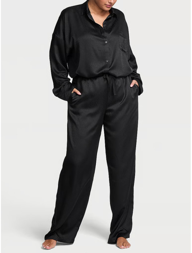 Піжама Сатинова Victoria's Secret Signature Satin Oversized Long Pajama Set_3