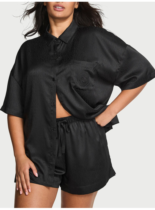Піжама з Шортами Victoria's Secret Signature Satin Oversized Short Pajama Set