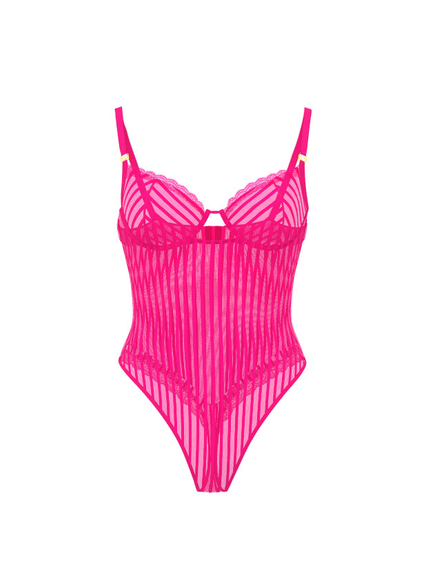 Боді Мереживне Victoria's Secret Tease Sheer Stripe Lace-Trim Cupped Bodysuit_2