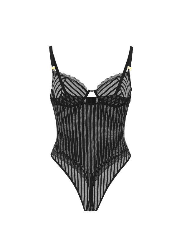 Боді Мереживне Victoria's Secret Tease Sheer Stripe Lace-Trim Cupped Bodysuit_3