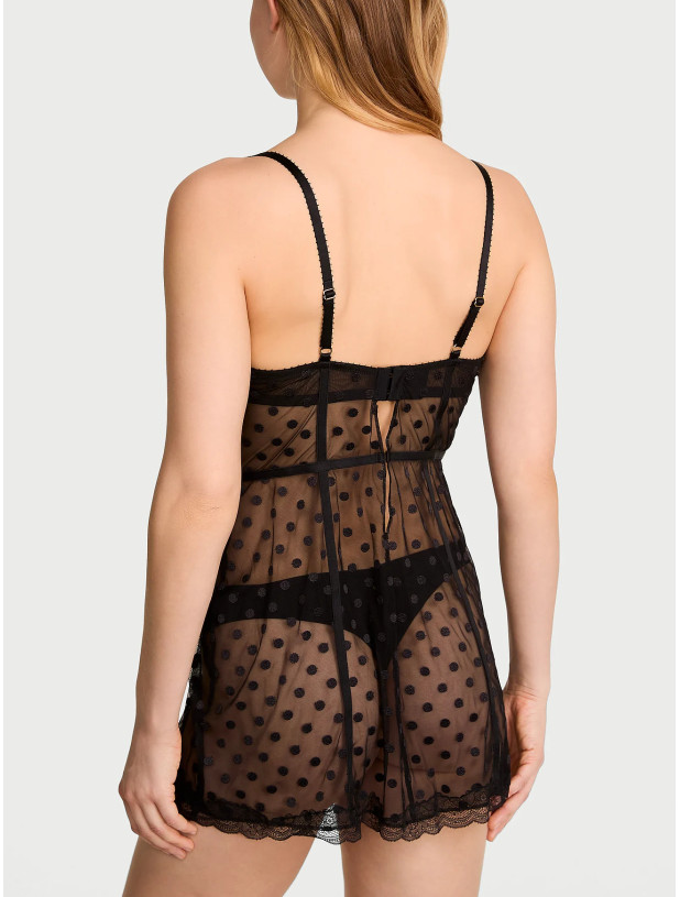 Пеньюар Мини-слип Victoria's Secret Tease Sheer Dot Cupped Mini Slip_4