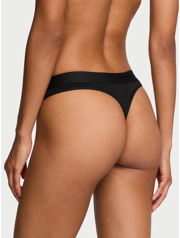 Бавовняні Трусики Стрінги Victoria's Secret Logo Cotton Shine Patch Thong Panty_2