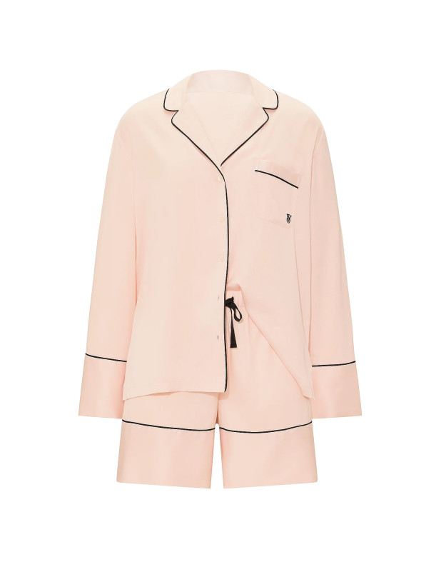 Піжама з Шортами Victoria's Secret Signature Satin Long-Sleeve Short Pajama Set_3