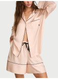 Піжама з Шортами Victoria's Secret Signature Satin Long-Sleeve Short Pajama Set_1