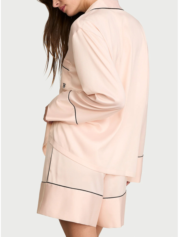 Піжама з Шортами Victoria's Secret Signature Satin Long-Sleeve Short Pajama Set_2