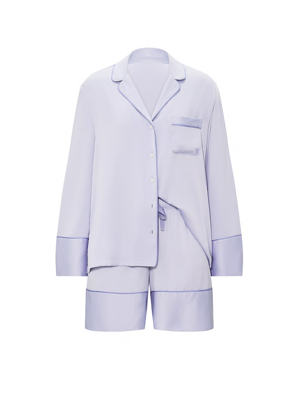 Піжама з Шортами Victoria's Secret Signature Satin Long-Sleeve Short Pajama Set_2