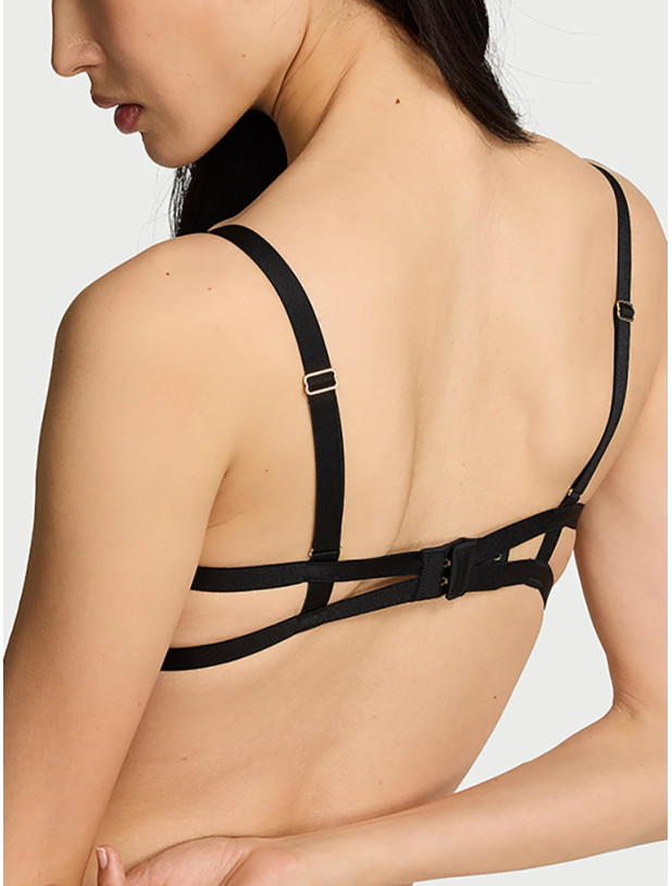 Комплект Білизни Victoria's Secret Balconette Bra With Straps And Shiny Leopard Print Metallic Details & Shine Leo Hardware Strappy Crotchless V-String Panty_2