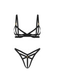 Комплект Білизни Victoria's Secret Balconette Bra With Straps And Shiny Leopard Print Metallic Details & Shine Leo Hardware Strappy Crotchless V-String Panty_5