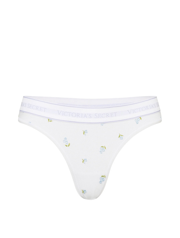 Бавовняні Трусики Стрінги Victoria's Secret Logo Cotton Thong Panty_3