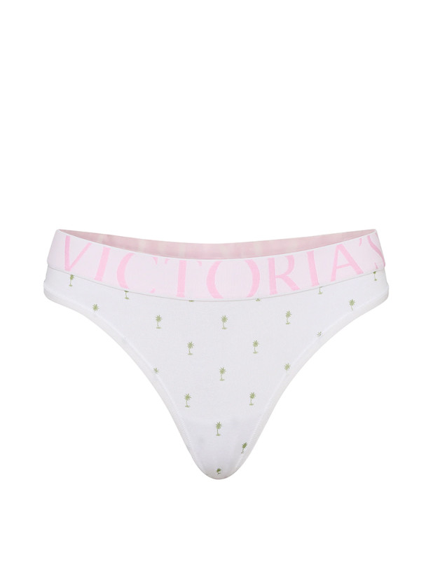 Бавовняні Трусики Стрінги Victoria's Secret Logo Cotton Thong Panty_3