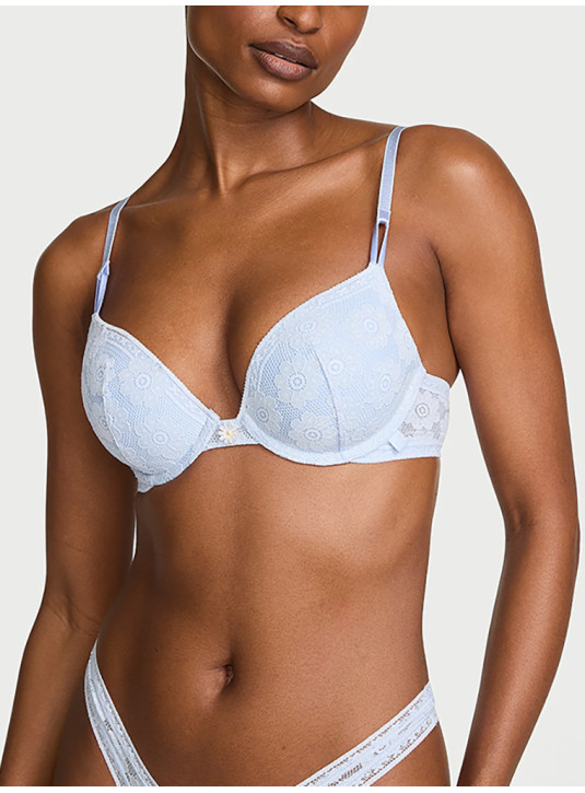 Комплект Білизни Victoria's Secret Sexy Tee Crochet Lace Push-Up Bra & Lace Thong Panty