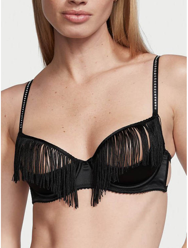 Комплект Білизни Victoria's Secret Very Sexy Fringe Open Quarter Cup Bra & Fringe V-string Panty_3