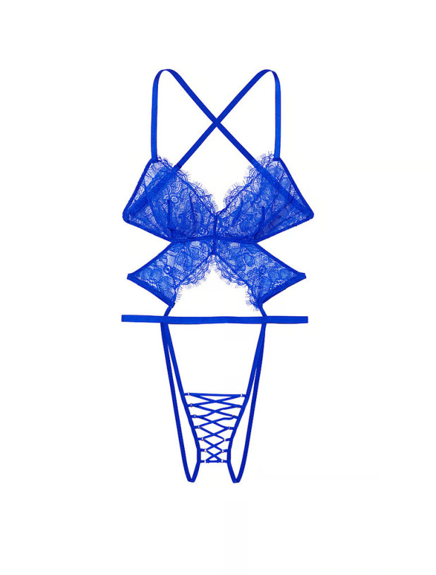 Боді з Відкритим Доступом Victoria's Secret Very Sexy Strappy Lace Crotchless Open Back Teddy_3