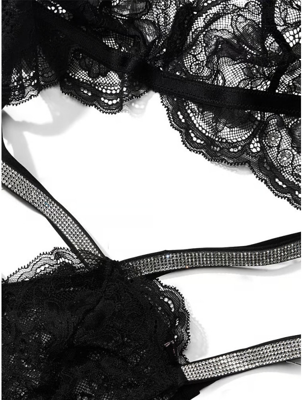 Боді Тедді зі Стразами Victoria's Secret Very Sexy Lace Triangle Chain Shine Strap Teddy_4