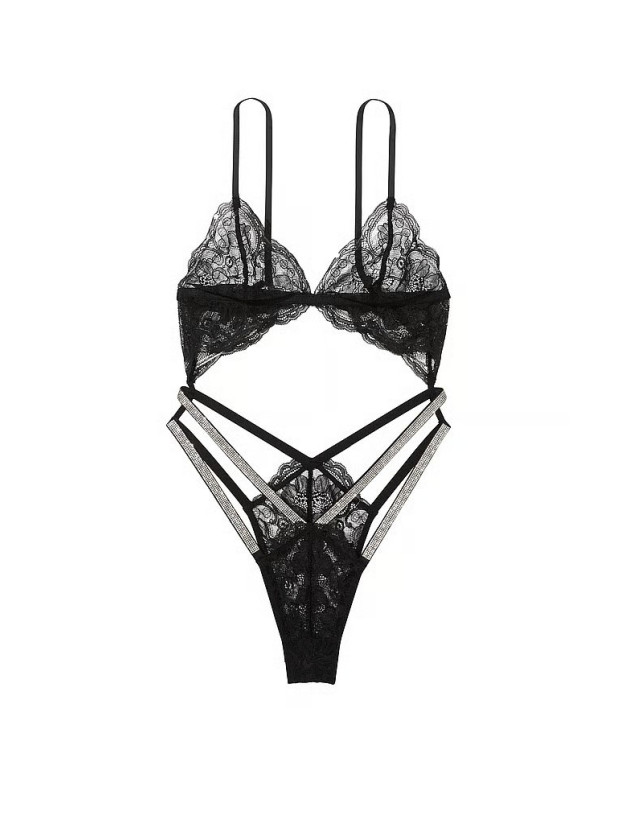 Боді Тедді зі Стразами Victoria's Secret Very Sexy Lace Triangle Chain Shine Strap Teddy_3