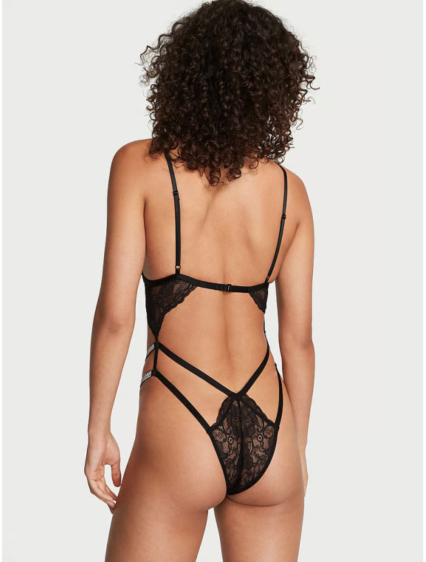 Боді Тедді зі Стразами Victoria's Secret Very Sexy Lace Triangle Chain Shine Strap Teddy_2
