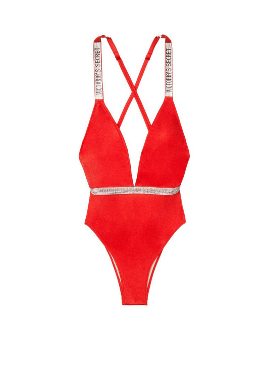 Суцільний Купальник Монокіні зі Стразами Victoria's Secret Shine Strap Plunge One-Piece Swimsuit