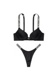 Купальник зі Стразами Victoria's Secret Shine Strap Bombshell Add-2-cups Push-Up Top & Strap Laguna Thong Bottom_1