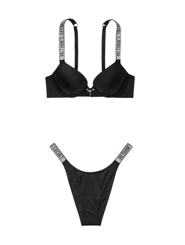 Купальник Victoria's Secret Shine Strap Bombshell Add-2-cups Push-Up Top & Strap Escondido Brazilian Bottom_5