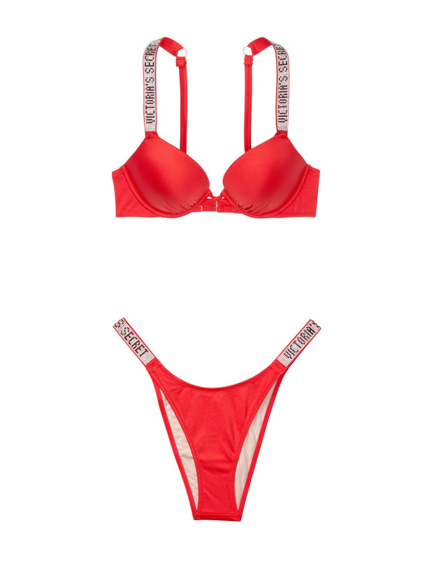 Купальник Victoria's Secret Shine Strap Bombshell Add-2-cups Push-Up Top & Strap Escondido Brazilian Bottom_6