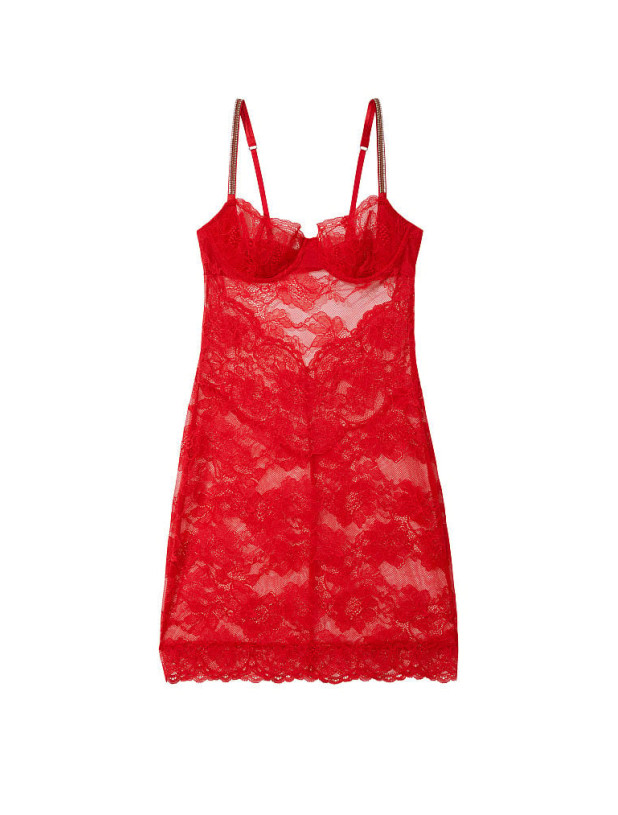 Пеньюар Міні-сліп зі Стразами Victoria's Secret Wicked Unlined Bling Strap Lace Cupped Mini Slip_3