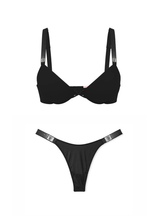 Комплект Білизни зі Стразами Victoria's Secret Very Sexy Scattered Shine Strap Lightly Lined Low-Cut Demi Bra & Scattered Shine Strap Smooth Thong Panty