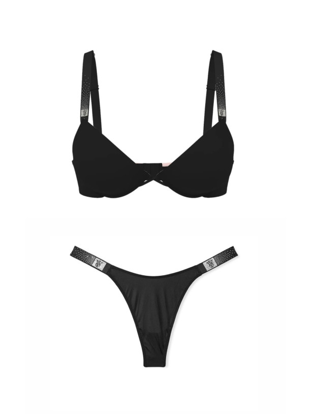 Комплект Белья со Стразами Victoria's Secret Very Sexy Scattered Shine Strap Lightly Lined Low-Cut Demi Bra & Scattered Shine Strap Smooth Thong Panty_3