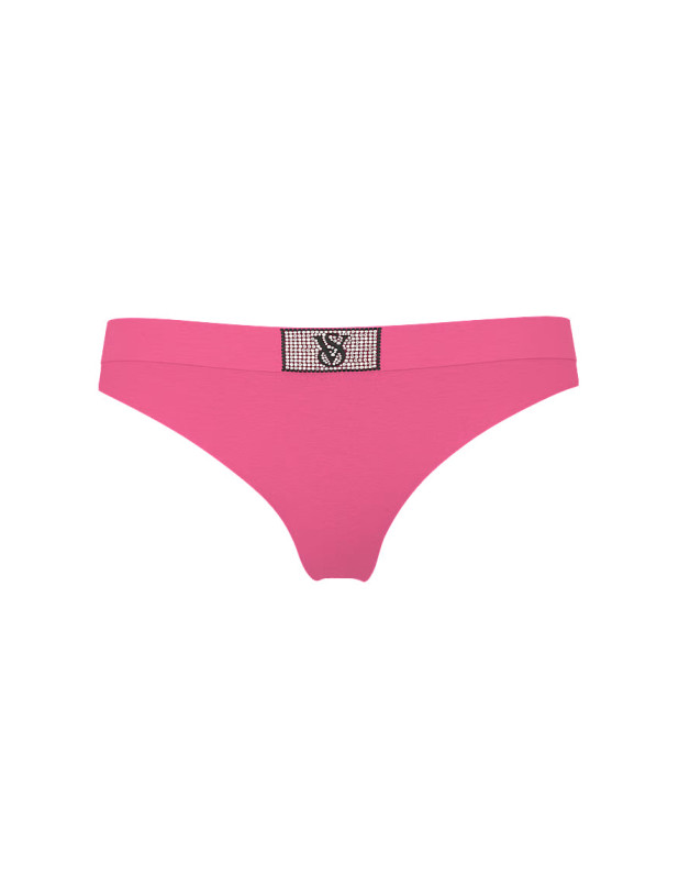Хлопковые Трусики Стринги Victoria's Secret Logo Cotton Shine Patch Thong Panty_2