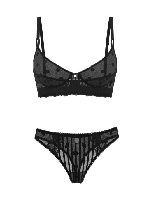Комплект Білизни з Мереживом Victoria's Secret Sexy Tee Sheer Heritage Unlined Demi Bra Top & Lacie Sheer Heritage Thong Panty